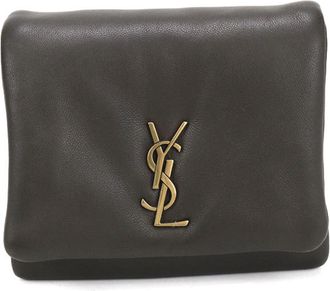 Saint Laurent Gray Leather Wallet (Tri-Fold) (Pre-Owned)