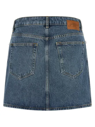 Ganni Denim and Lace Skirt - Blue