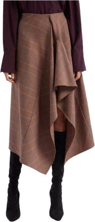 A.L.C. A.L.C Brown Plaid Handkerchief Midi Skirt Size XS