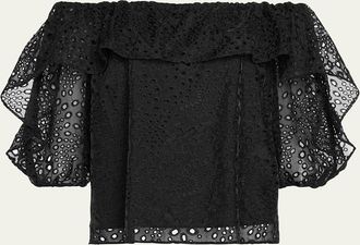Ramy Brook Salma Embroidered Off-Shoulder Blouse