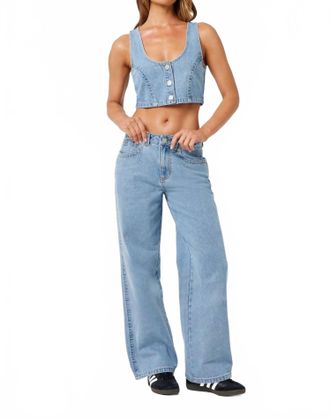 Abrand Ariane Cropped Top In Vintage Blue
