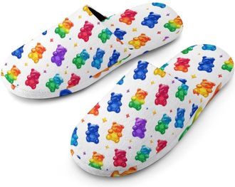 Generic Colorful Gummy Bears Candies Sweet Mens Slippers Warm Non-Slip Houes Shose Spa Slipper for Home Bedroom