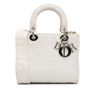 Dior Pre-owned Womens Lady Top Handle Bag - White Textile - One Size