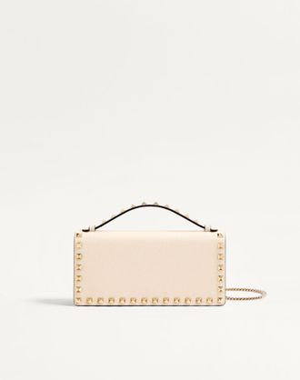 Valentino Garavani Portafoglio Con Catena Rockstud In Vitello Granato Donna LIGHT IVORY UNI