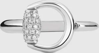 Gucci Horsebit Diamond 18k Ring, White Gold, White Gold