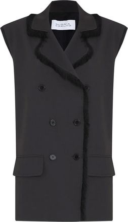 Gloria Coelho Destroyed double-breasted frayed vest - Black