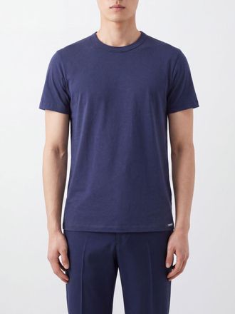 Tom Ford T-shirt girocollo in cotone stretch a maniche corte con orlo dritto
