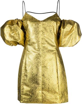 Stine Goya Brera puff-sleeves minidress - women - Recycled Polyester/Metallic Fibre/Polyamide/Polyester - S - Gold