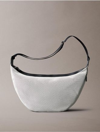 Calvin Klein Mens Canvas Crescent Sling Bag - White