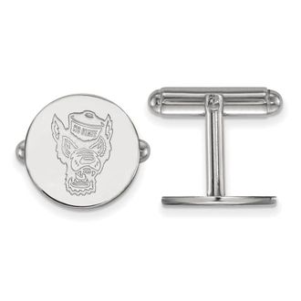 Diamond2Deal Sterling Silver Rhodium-plated North Carolina State University Wolf Cuff Links
