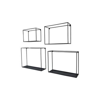 Decoclico Set de 4 estanter&iacute;as de pared de metal negro
