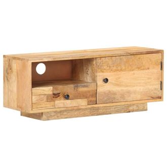 Berkfield Home TV Cabinet 90x30x35 cm Solid Mango Wood in White | Size: 90 x 30 x 35 cm
