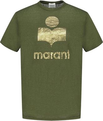 Isabel Marant Womens Zewel T-Shirt Green Linen