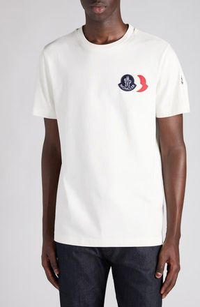 Moncler Logo Patch Cotton T-Shirt in Silk White at Nordstrom, Size Xxx-Large