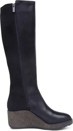 Aetrex Womens Rose Knee High Cork Wedge Boot In Black