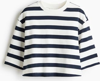 H&M Oversized T-Shirt - Marineblau/Gestreift