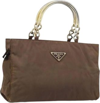 Prada Pre-owned Handbags, female, Brown, Size: ONE SIZE Pre-owned Vintage Nylon Handbag