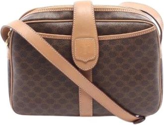 Celine Pre-owned Macadam Coated Canvas Shoulder Bag - Dames - Vintage Schoudertas - Bruin - ONE Size - Leer - Vintage