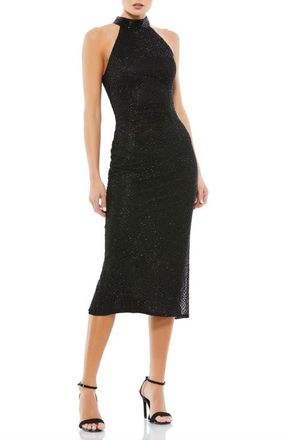 Mac Duggal Hand Embellished Faux Wrap Flutter Sleeve Gown in Black at Nordstrom, Size 14