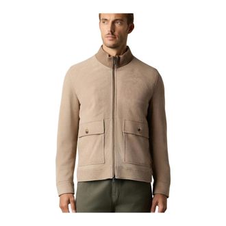 Brooks Brothers Bomber Suede Jacket - Heren - Jassen - Beige - Maat: XL Su&egrave;de