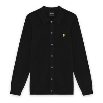 Lyle & Scott Mid Knits Katoenen Gebreid Shirt - Heren - Truien - Zwart - Maat: L Katoen