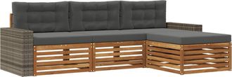 vidaXL Conjunto De Sof&aacute;s De Exterior 4 Uds. Natural Y Antracita Vidaxl
