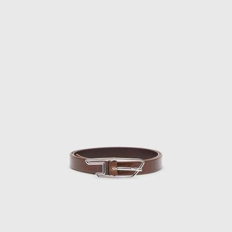 Diesel 2cm belt in pull-up leather with D buckle - Belts - Woman - Brown