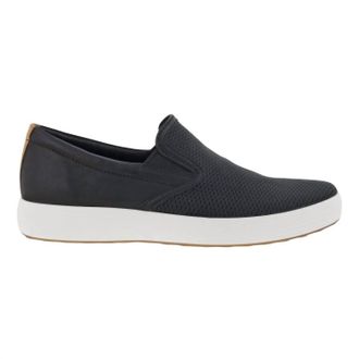 Ecco Mens Soft 7 Slip On Sneakers In Black/black/lion