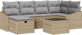 vidaXL Sofa Set with Cushion 7 pcs Poly Rattan vidaXL