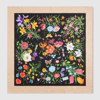 Gucci Printed Silk Twill Carr&eacute;, Black