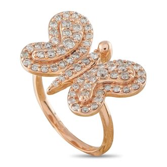Luxury Bazaar 10K Rose Gold 1.10ct Diamond Butterfly Ring MF01-081226