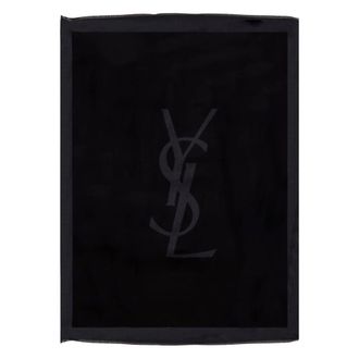 Saint Laurent Winter Scarves, male, Black, Size: ONE SIZE Silk Plaid Scarf with Fringes