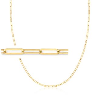 Ross-Simons 3-In-1 Italian 18kt Gold Over Sterling Paper Clip Link Necklace, Mask Holder and Eyeglass Chain