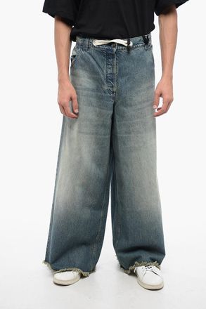 Moncler X PALM ANGELS Jeans Ultra Wide Leg con Dettagli Sfrangiati 40cm Moncler