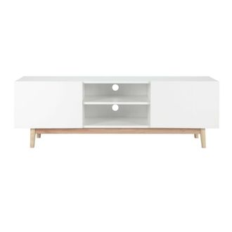 Maisons du monde Mueble TV vintage de 2 puertas blanco 150 cm