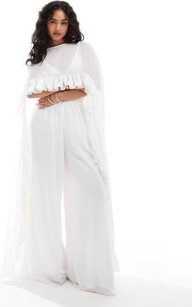 Tfnc Top a mantella con volant color crema in coordinato-Neutro