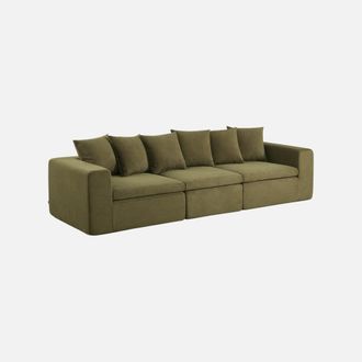 Sweeek Sof&aacute; Envasado Al Vac&iacute;o Modular De Tela Chenilla, 4 Plazas