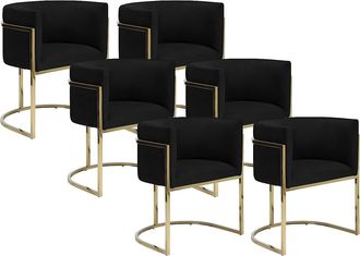 Pascal Morabito Juego de 6 sillas con brazos - Terciopelo y acero inoxidable - Negro y dorado - PERIA de Pascal MORABITO