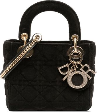 Dior Pre-owned Dior Mini Velvet Cannage Lady Dior 01-RU-1119