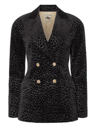 Temperley London Blazer doppiopetto leopardato - Nero