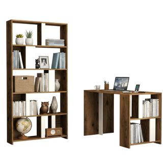 Dmora Dmora - Escritorio Mirach, Escritorio Multiusos, Mesa De Oficina Para Pc, El Plan De Trabajo, 120x60h75 Cm, Nogal Y Blanco, Con Embalaje Reforzado