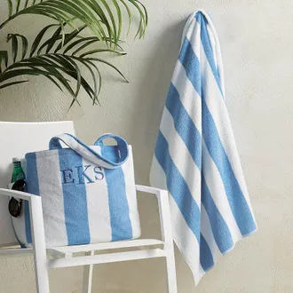 Frontgate Cabana Stripe Beach Tote - Air Blue - Frontgate Resort Collection
