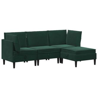 vidaXL Juego De Muebles De Sal&oacute;n 4 Pcs Verde Oscuro Terciopelo Vidaxl