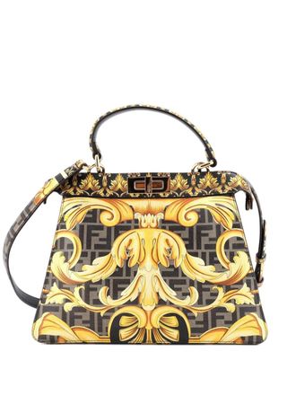 Fendi x Versace Fendace ISeeU Peekaboo Bag Printed Laminated Leather Medium satchel - Zwart