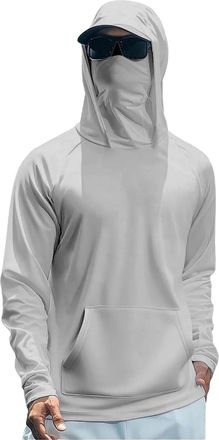 Generic Mens Sun Protection Shirt with Mask - UPF 50+ Rating, Long Sleeve UV Rash Guard, Lightweight Hooded Design, Ideal for Fishing & Hiking Outings