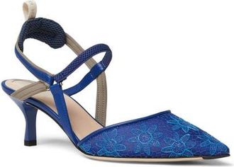 Fendi Colibri Floral Slingback Pointed Toe Pump in F1Vp9 Royal Lgt.acquamarin at Nordstrom, Size 10.5Us