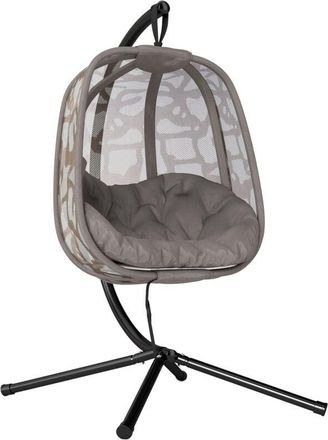 OUTSUNNY Silla Colgante Con Soporte De Acero Sill&oacute;n Colgante Hamaca Con Cesta Plegable Y Cojines Para Interiores Y Exterior Carga 120 Kg 126x96x172 Cm