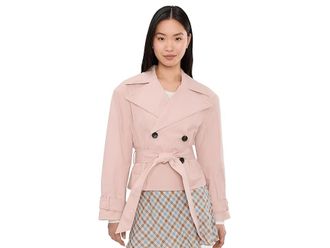 Avec Les Filles Cropped Belted Trench Coat Womens Jacket Petal : XS, Cotton/Polyester