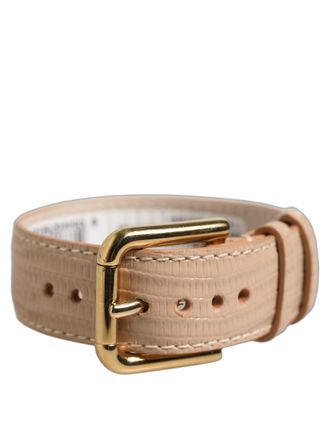 Dolce & Gabbana Textured Calf Leather Belt - Beige