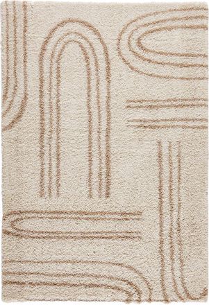 Nazar Rugs Alfombra shaggy de pelo largo dise&ntilde;o gr&aacute;fico - beige - 120x160 cm